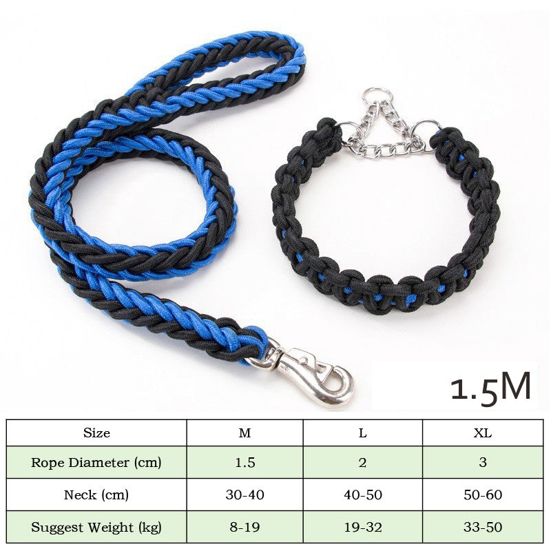 Heavy Duty Nylon Braided Pet Training Walking Leash Set