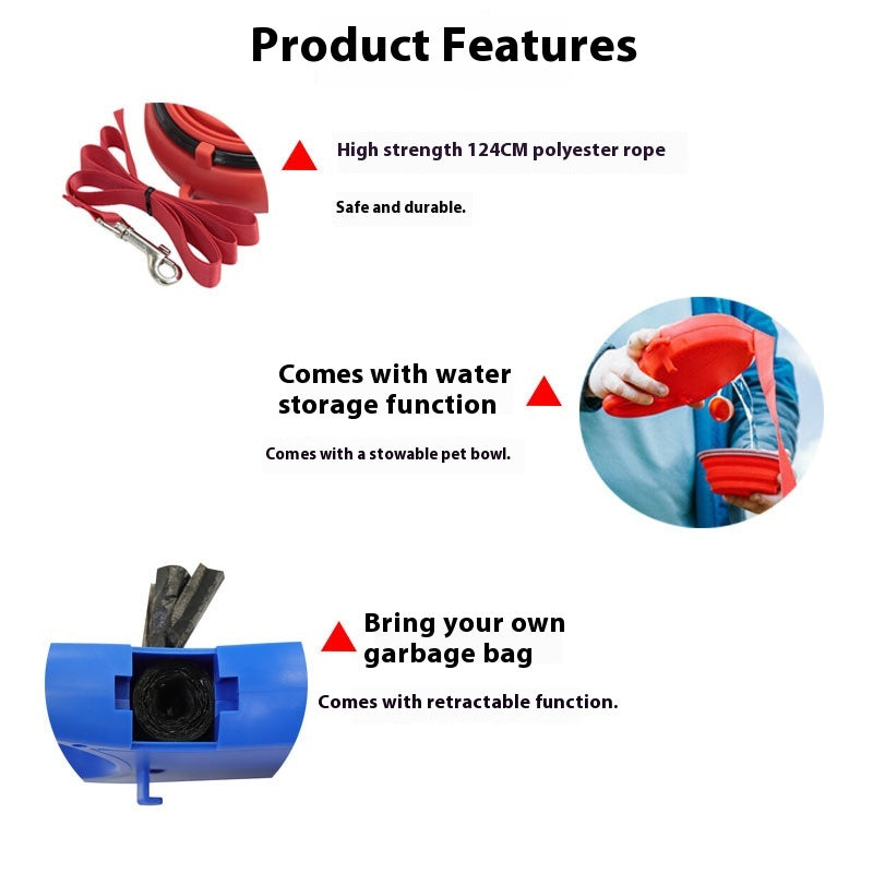 Outdoor Pet Walking Portable Three-In-One Water Bottle Leash