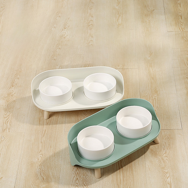Tilted Double Pet Bowl Adjustable Spill Proof Feeder Stand