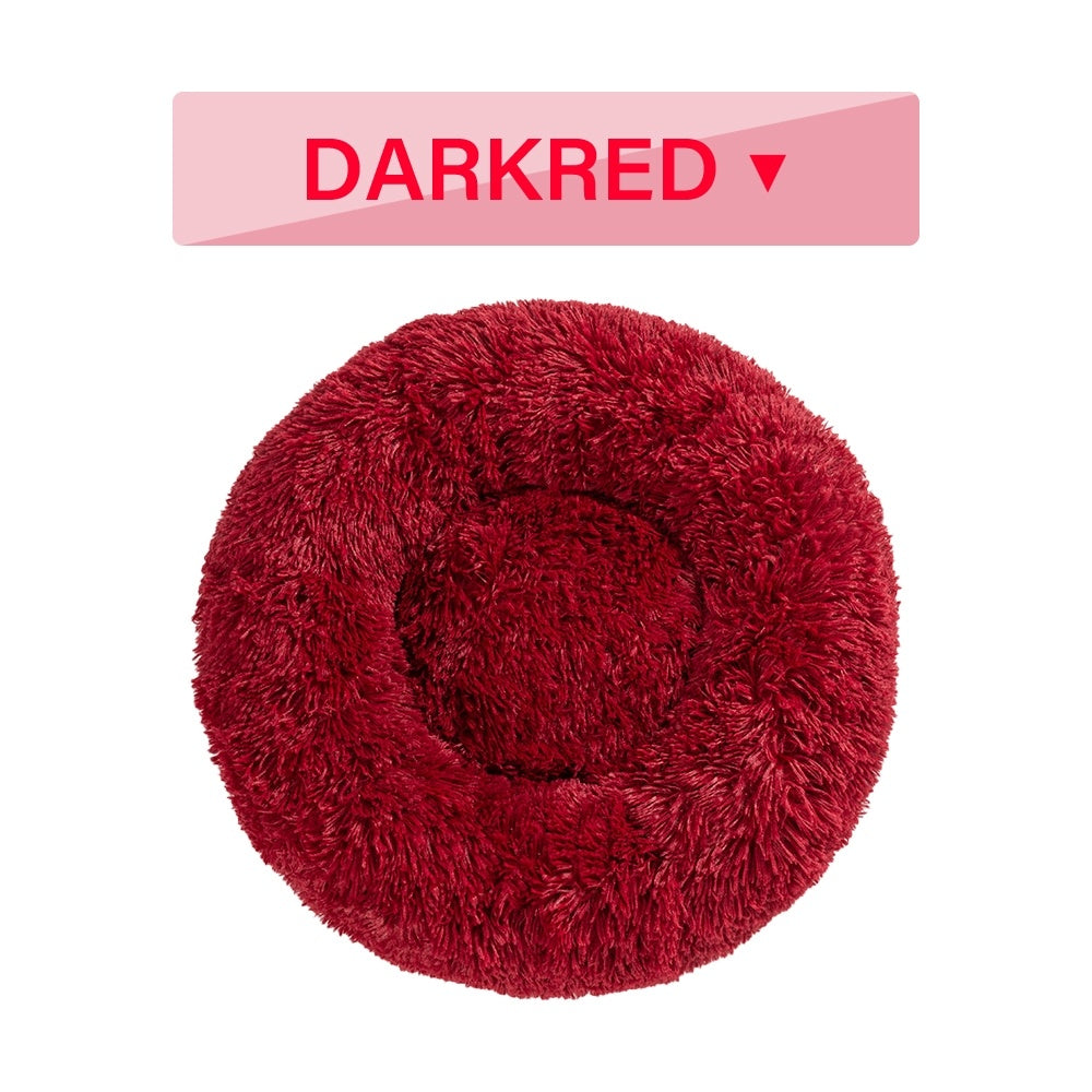 Fluffy Donut Pet Bed Warm Soft Plush Calming Sofa Mat