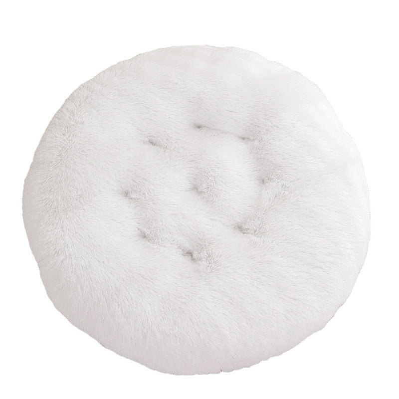Round Plush Pet Bed Warm Soft Comfortable Sleeping Mat