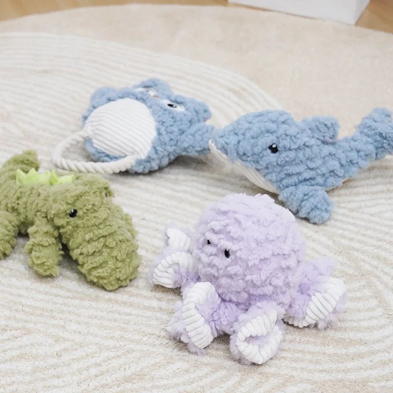 Plush Animal Shape Pet Toy Bite Resistant Squeaky Corduroy Toy