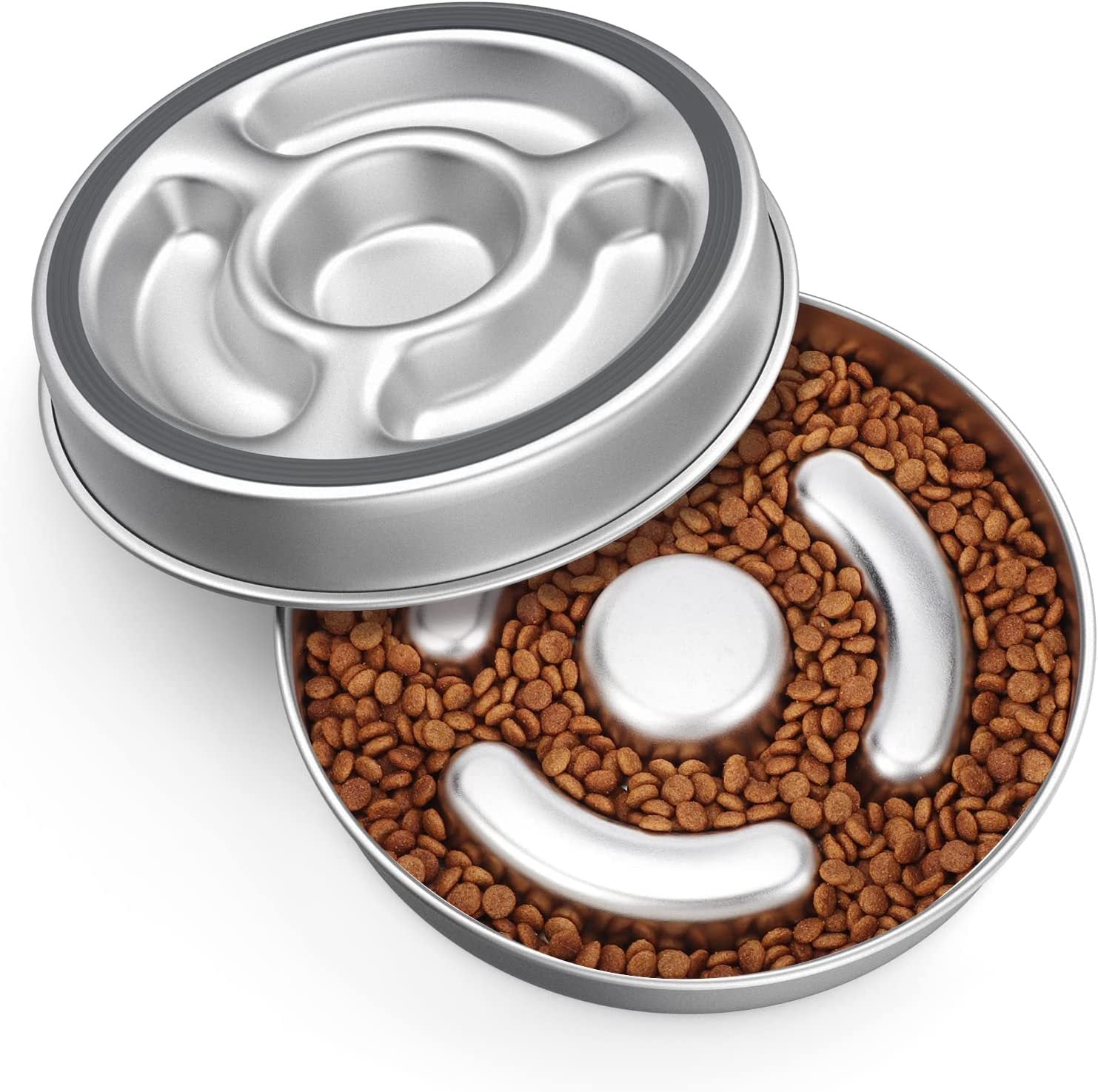 Stainless Steel Slow Feeding Pet Bowl Neck Protection Design