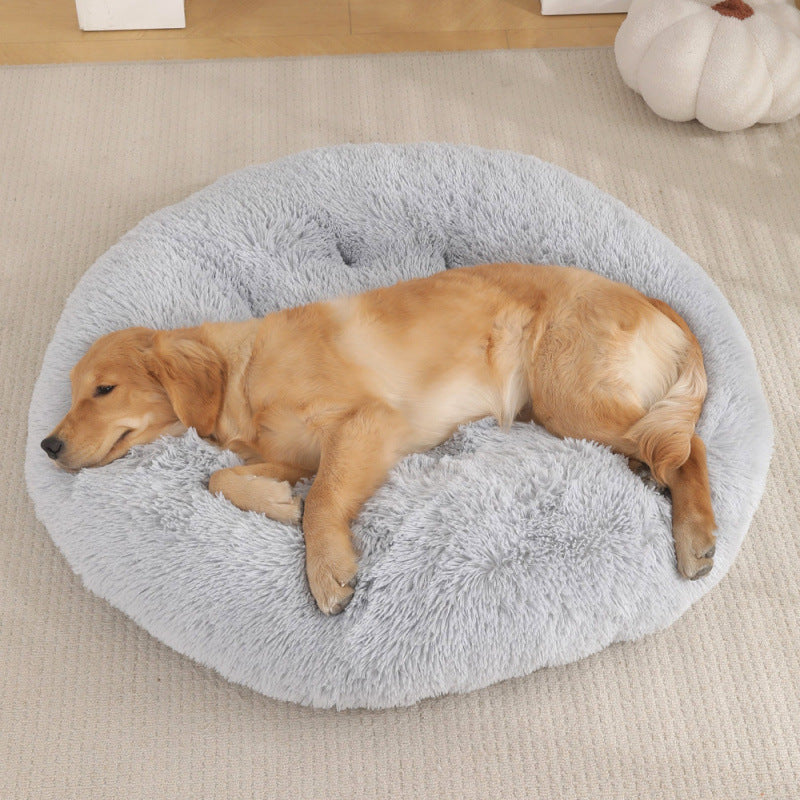 Round Plush Pet Bed Warm Soft Comfortable Sleeping Mat
