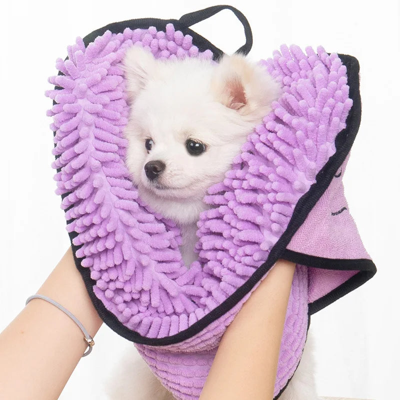 Absorbent Pet Bath Towel Microfiber Quick Dry With Hand Pockets