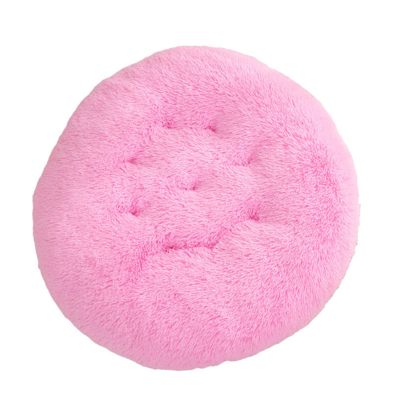 Round Plush Pet Bed Warm Soft Comfortable Sleeping Mat