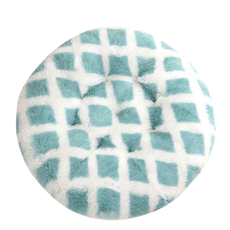 Round Plush Pet Bed Warm Soft Comfortable Sleeping Mat