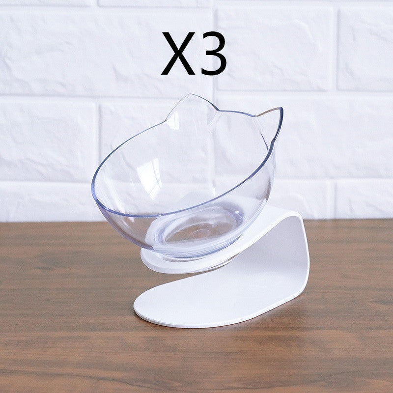 Non Slip Double Pet Bowl Raised Stand Transparent Feeder Ergonomic Design