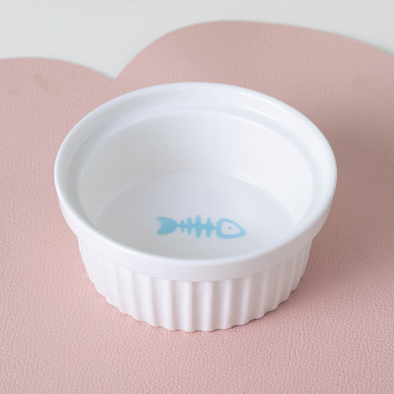 Pet Ceramic Double Bowl Water Feeder Diagonal Design Set