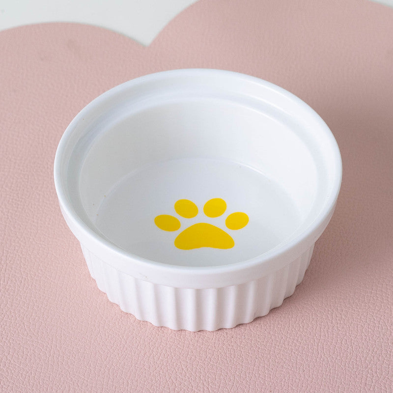 Pet Ceramic Double Bowl Water Feeder Diagonal Design Set