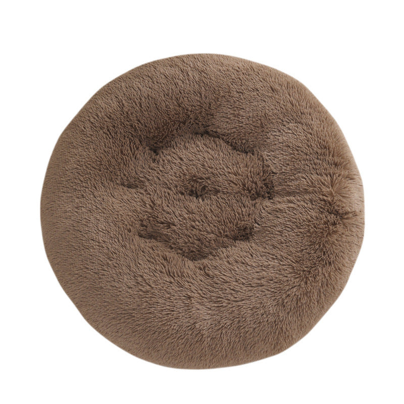 Round Plush Pet Bed Warm Soft Comfortable Sleeping Mat