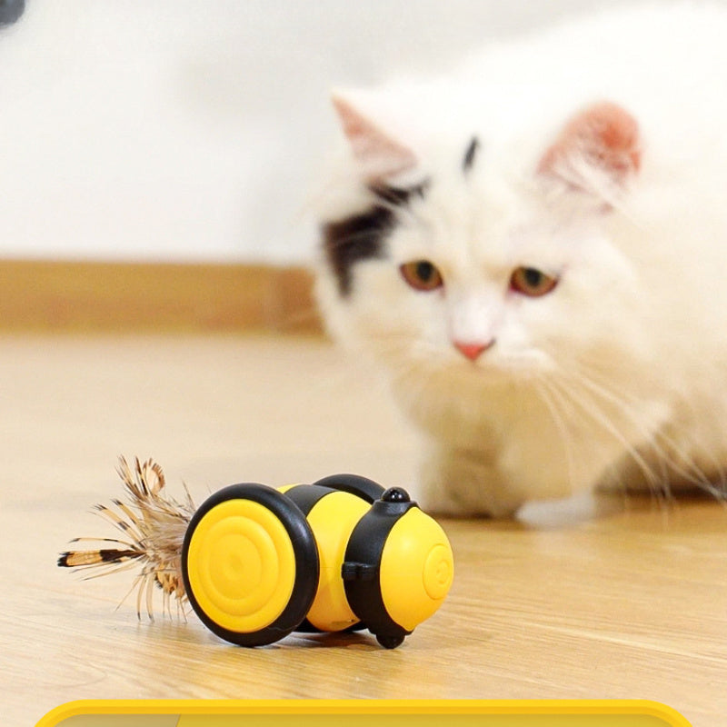 Electric Interactive Pet Toy Moving Feather Teaser Ball