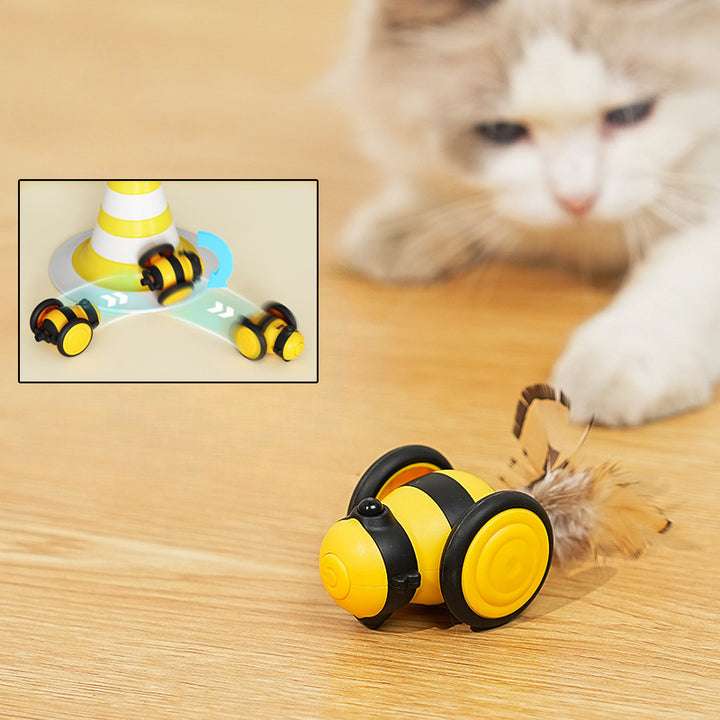 Electric Interactive Pet Toy Moving Feather Teaser Ball
