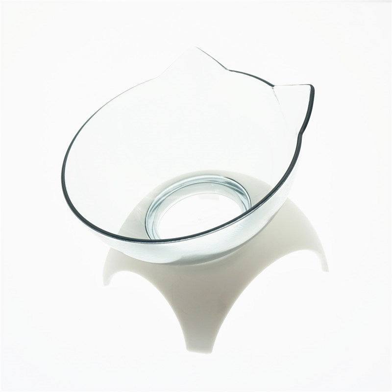 Non Slip Double Pet Bowl Raised Stand Transparent Feeder Ergonomic Design