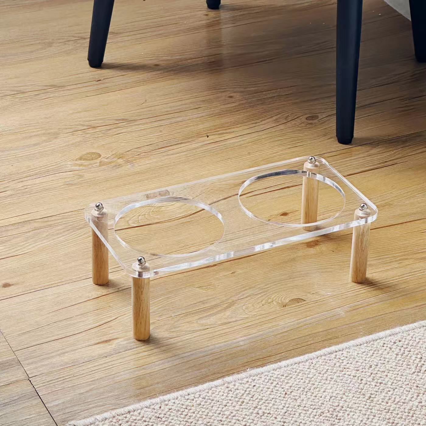 Anti Tumble Pet Ceramic Double Bowl Elevated Food Water Feeder Stand