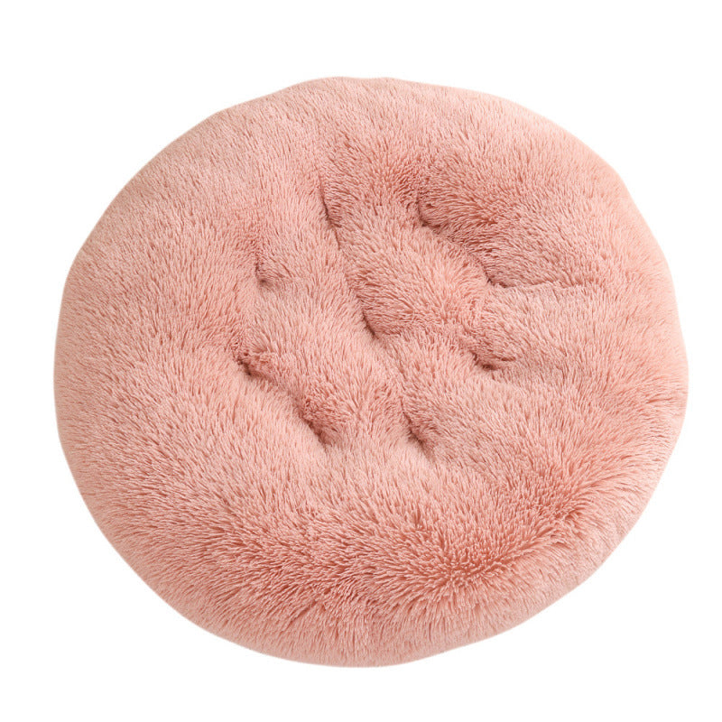 Round Plush Pet Bed Warm Soft Comfortable Sleeping Mat