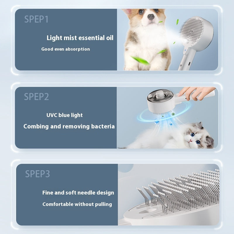 Self Cleaning Pet Steam Grooming Brush Hair Removal Tool