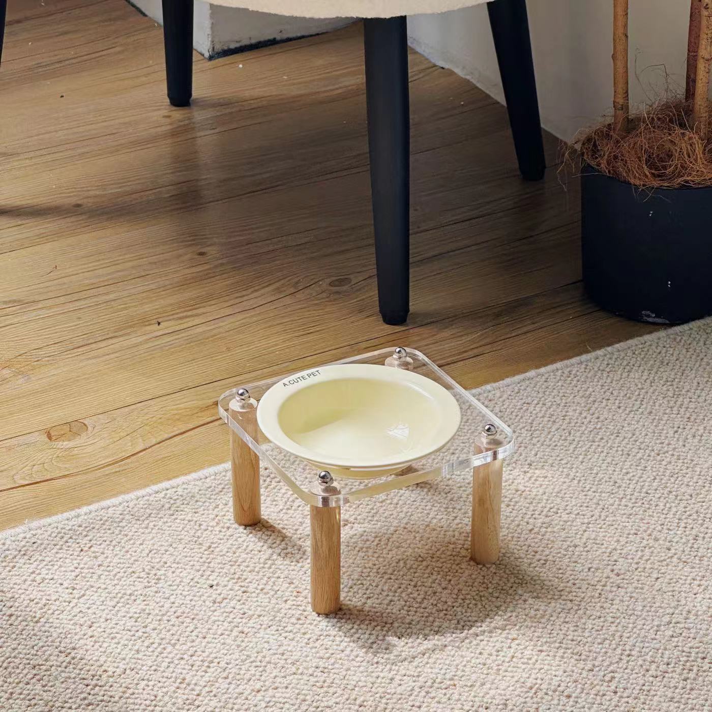 Anti Tumble Pet Ceramic Double Bowl Elevated Food Water Feeder Stand