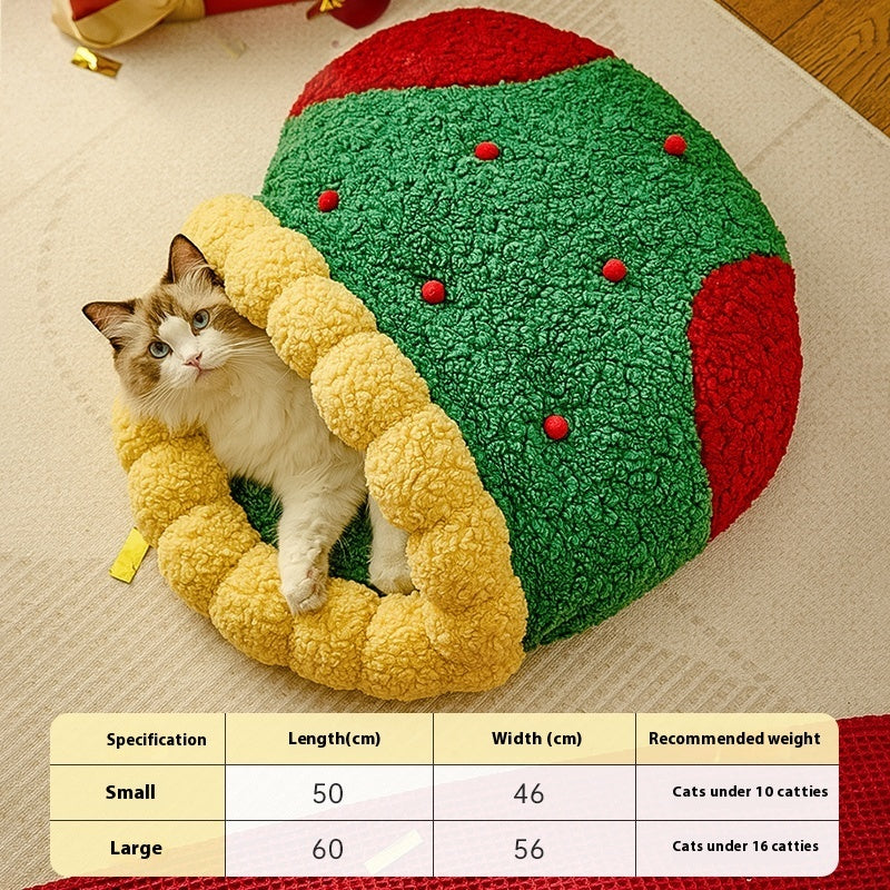 Winter Warm Semi Closed Pet Bed Cozy Deep Sleep Tunnel Nest