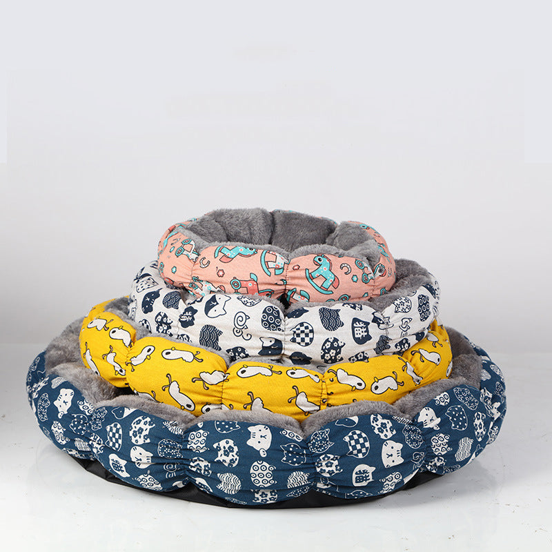 Calming Donut Pet Bed Round Fluffy Soft Comfortable Nest