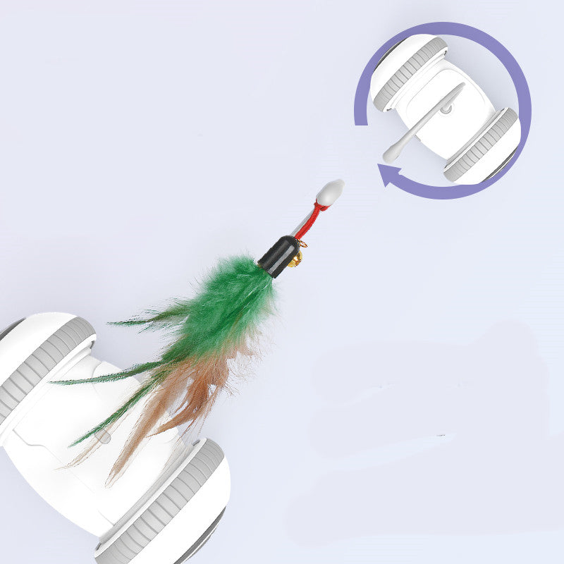 Interactive Pet Toy With Interchangeable Heads Feather Teaser Toy