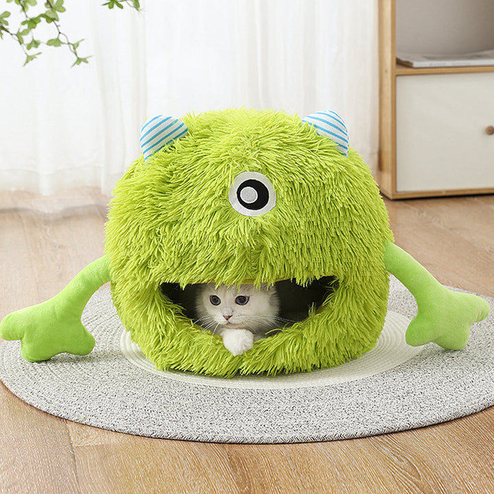 Machine Washable Calming Fluffy Round Pet Bed Soft Non Slip Cuddler Cushion