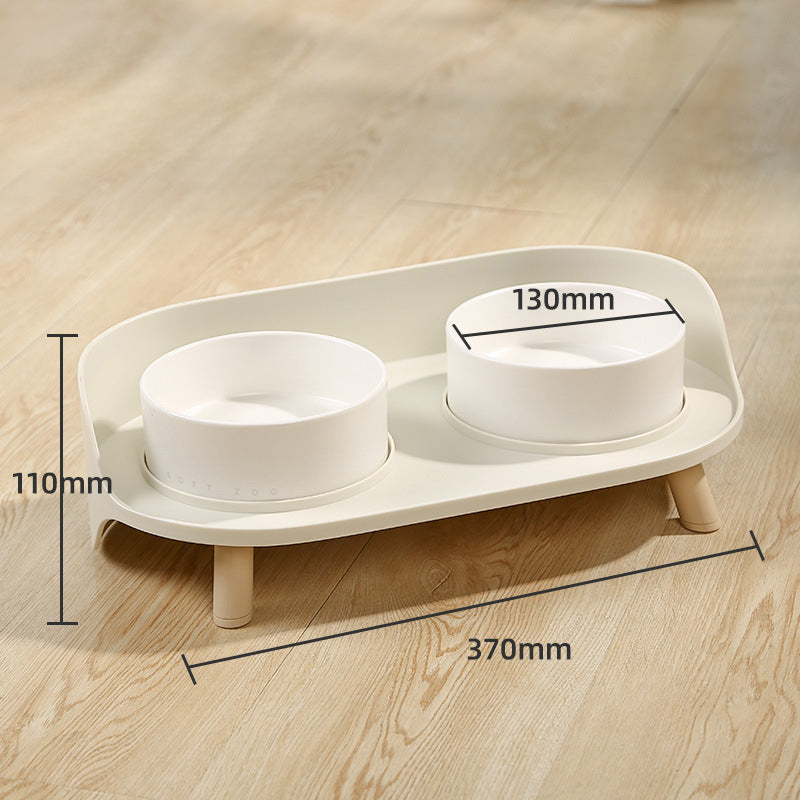 Tilted Double Pet Bowl Adjustable Spill Proof Feeder Stand