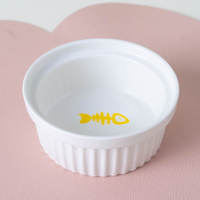 Pet Ceramic Double Bowl Water Feeder Diagonal Design Set