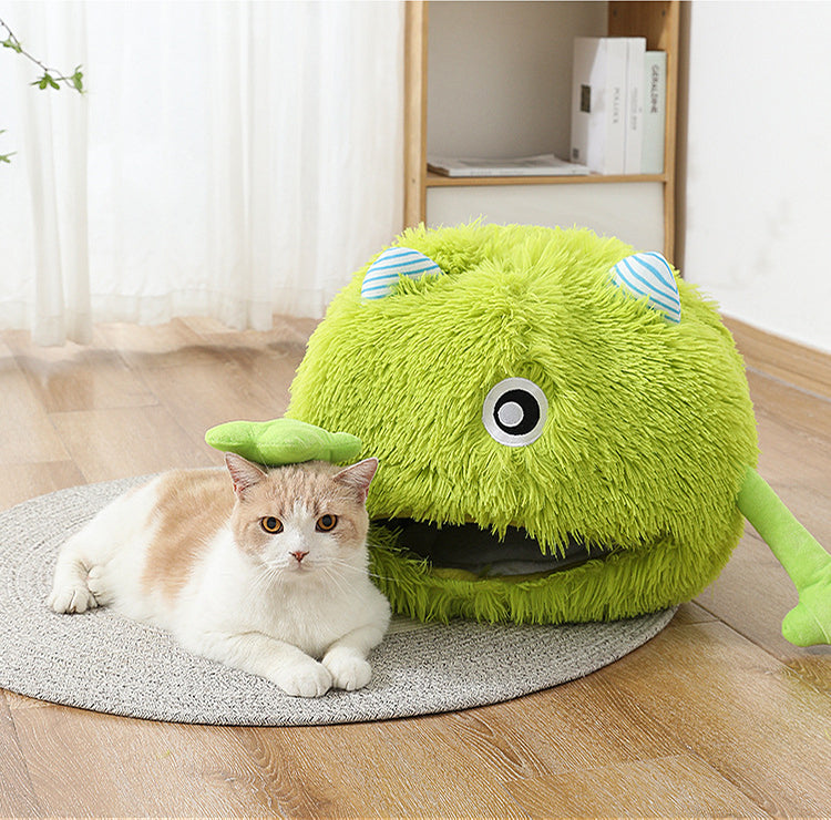Machine Washable Calming Fluffy Round Pet Bed Soft Non Slip Cuddler Cushion