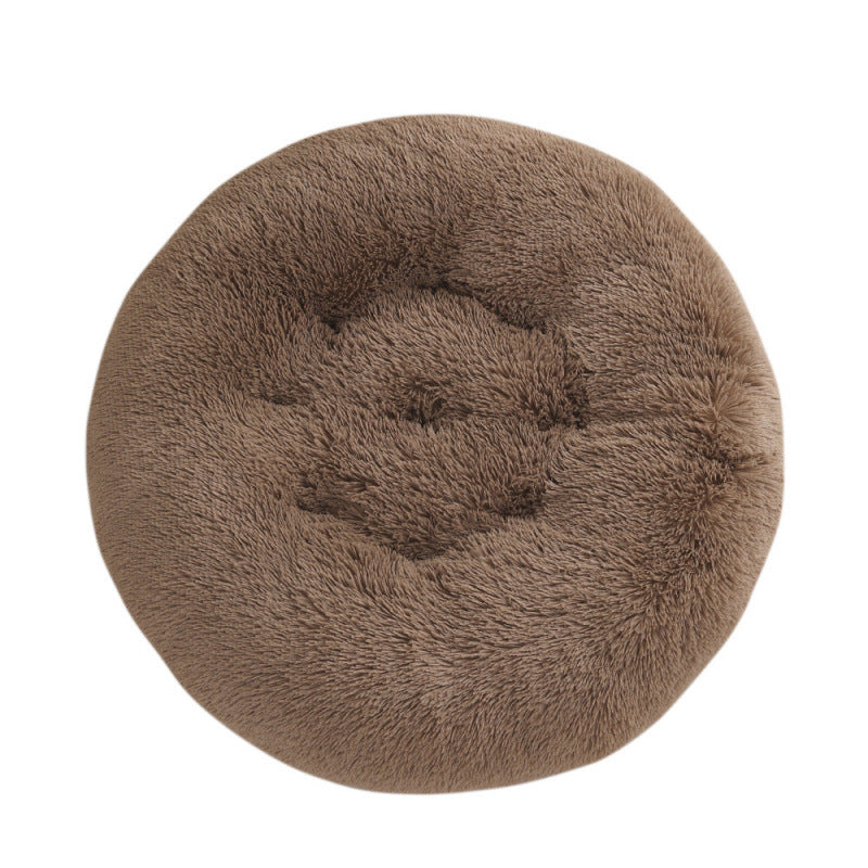 Round Plush Pet Bed Warm Soft Comfortable Sleeping Mat