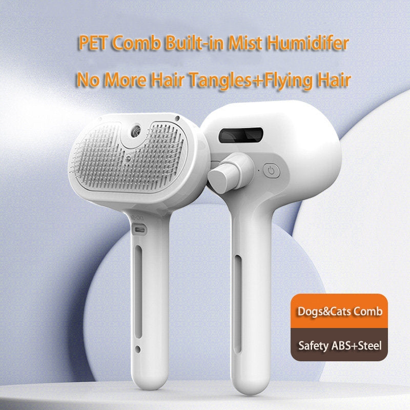 Self Cleaning Pet Grooming Brush With Mist Humidifier Dematting Tool