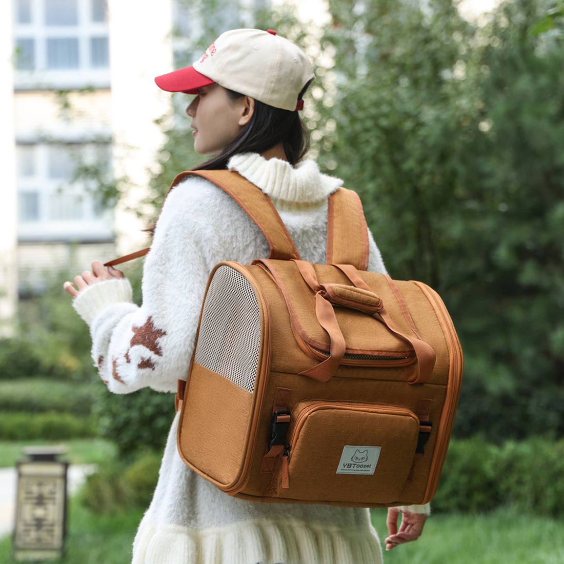 Expandable Breathable Portable Pet Backpack Large Capacity Outdoor Carrier