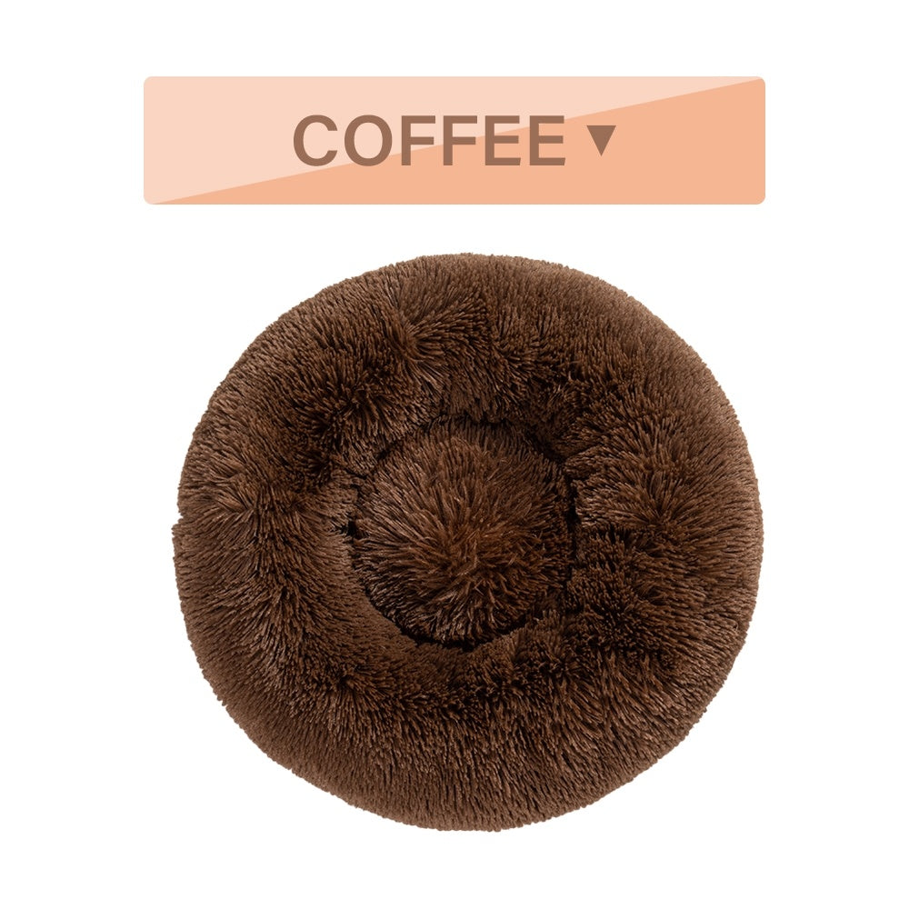 Fluffy Donut Pet Bed Warm Soft Plush Calming Sofa Mat