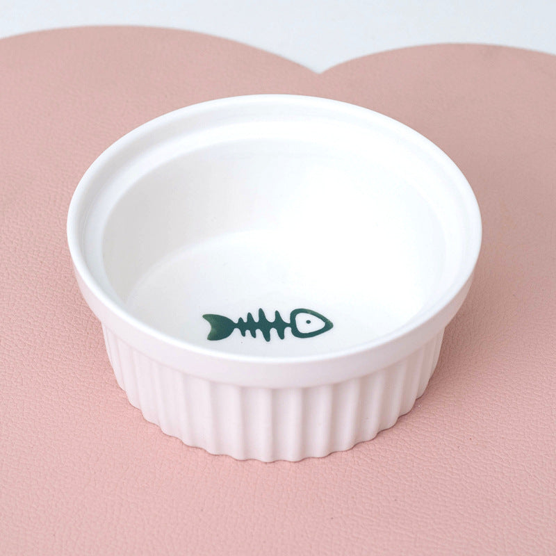 Pet Ceramic Double Bowl Water Feeder Diagonal Design Set