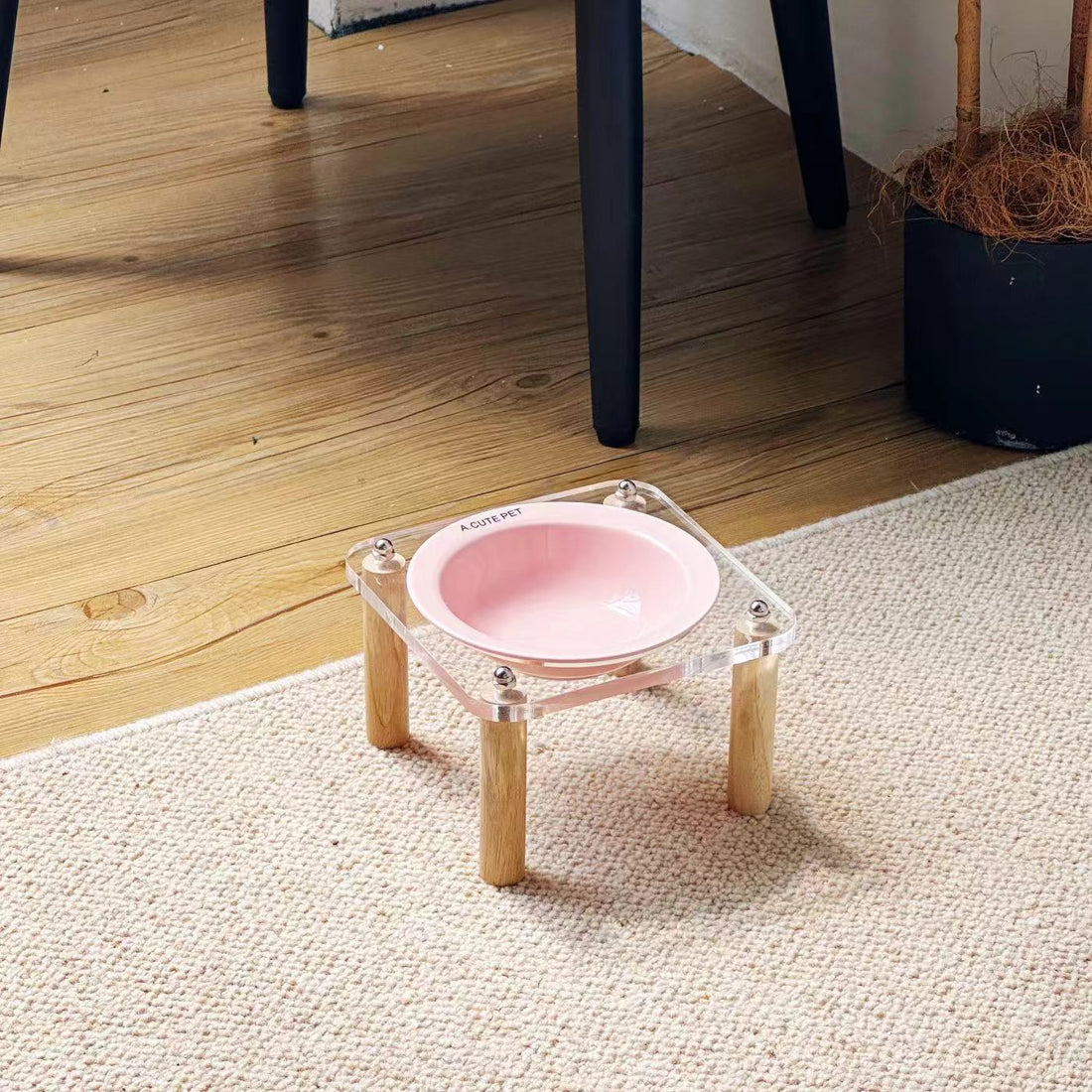 Anti Tumble Pet Ceramic Double Bowl Elevated Food Water Feeder Stand