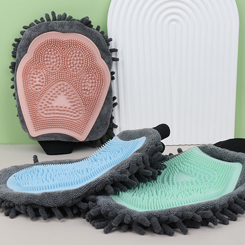 2 In 1 Pet Bathing Grooming Glove Massage Brush Tool