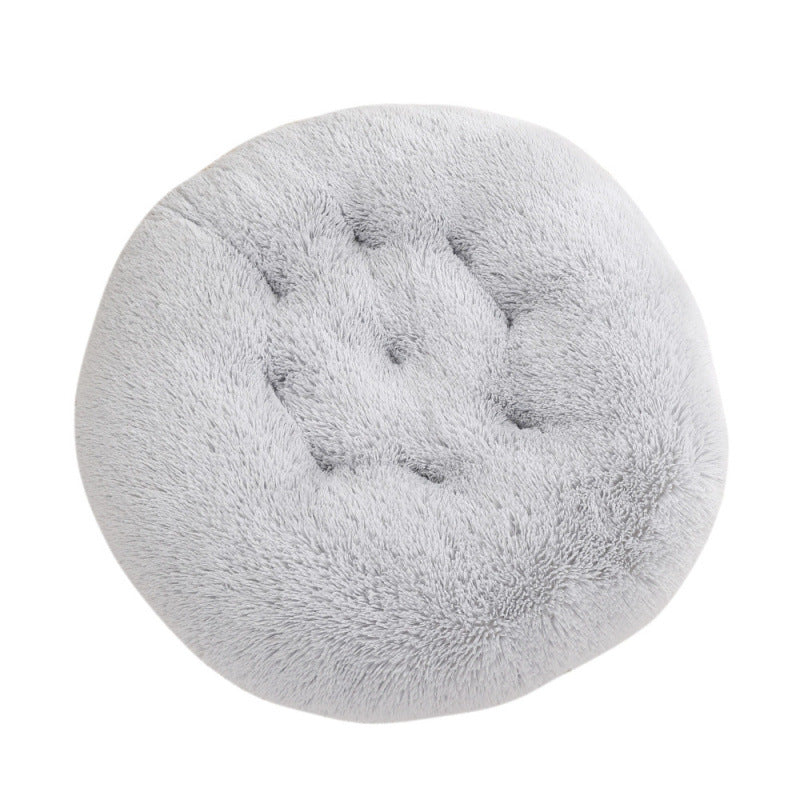 Round Plush Pet Bed Warm Soft Comfortable Sleeping Mat