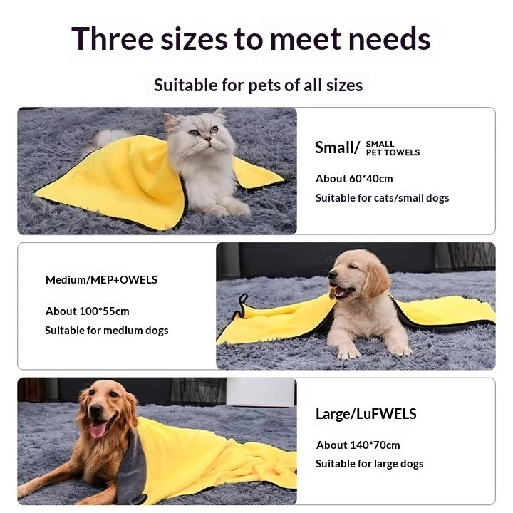Super Absorbent Pet Bath Towel Quick Drying Grooming Wrap