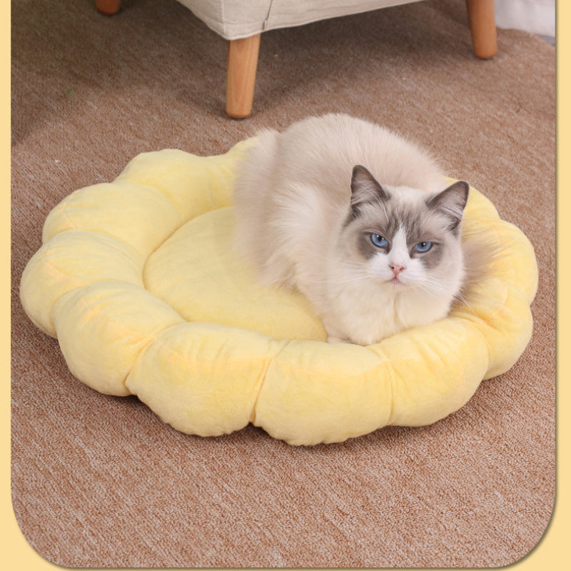 50x50cm Plush Petal Pet Bed Double Sided Soft Cozy Nest