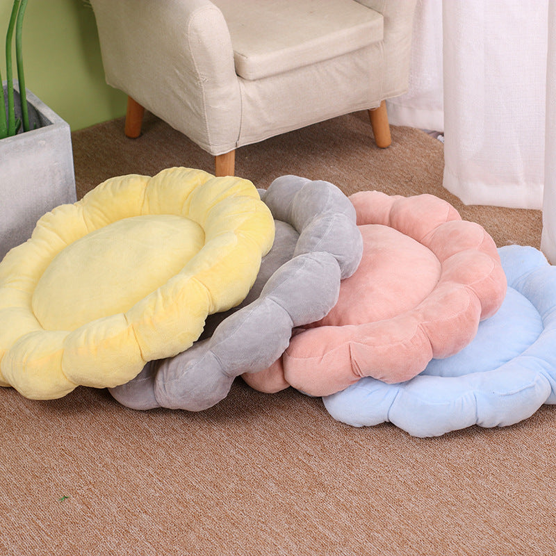 50x50cm Plush Petal Pet Bed Double Sided Soft Cozy Nest
