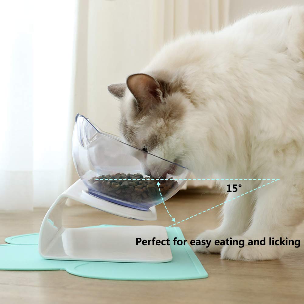 Non Slip Double Pet Bowl Raised Stand Transparent Feeder Ergonomic Design