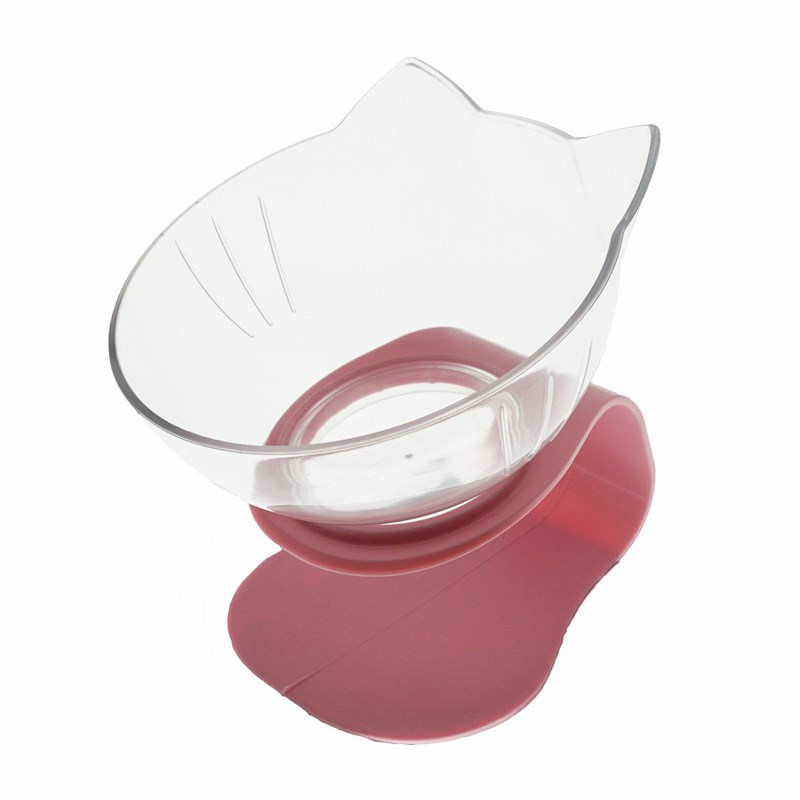 Non Slip Double Pet Bowl Raised Stand Transparent Feeder Ergonomic Design