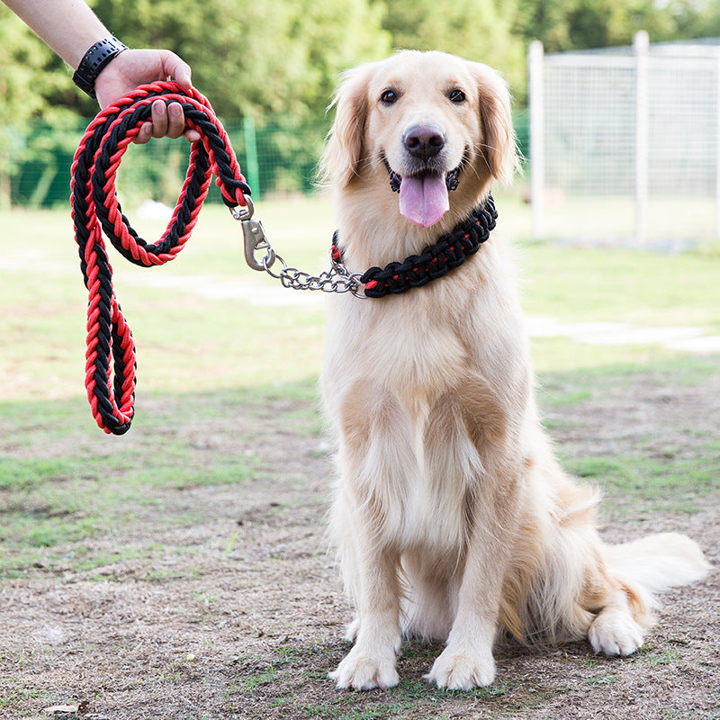 Heavy Duty Nylon Braided Pet Training Walking Leash Set