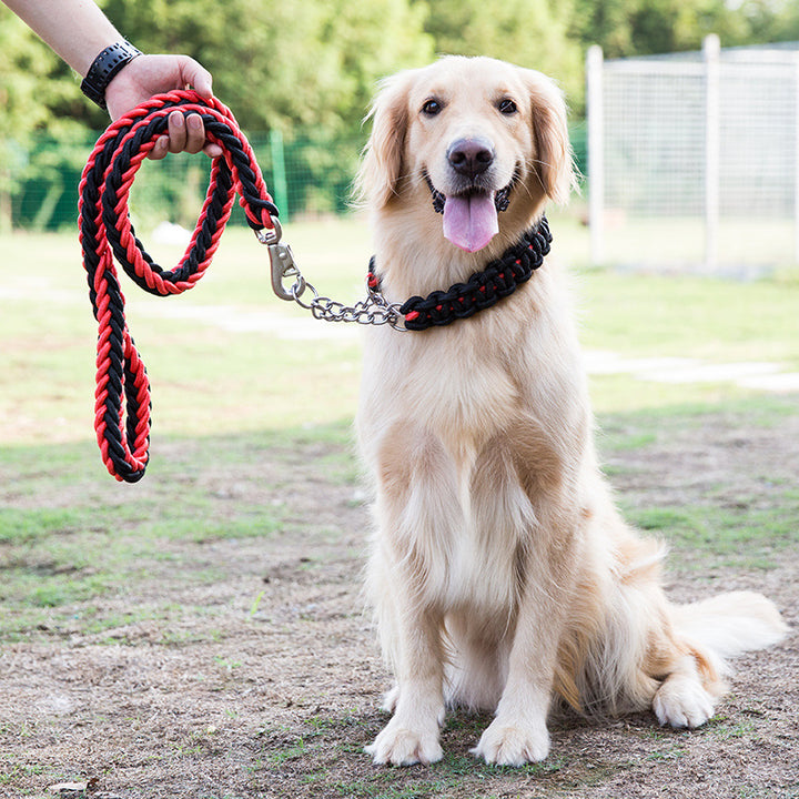 Heavy Duty Nylon Braided Pet Training Walking Leash Set
