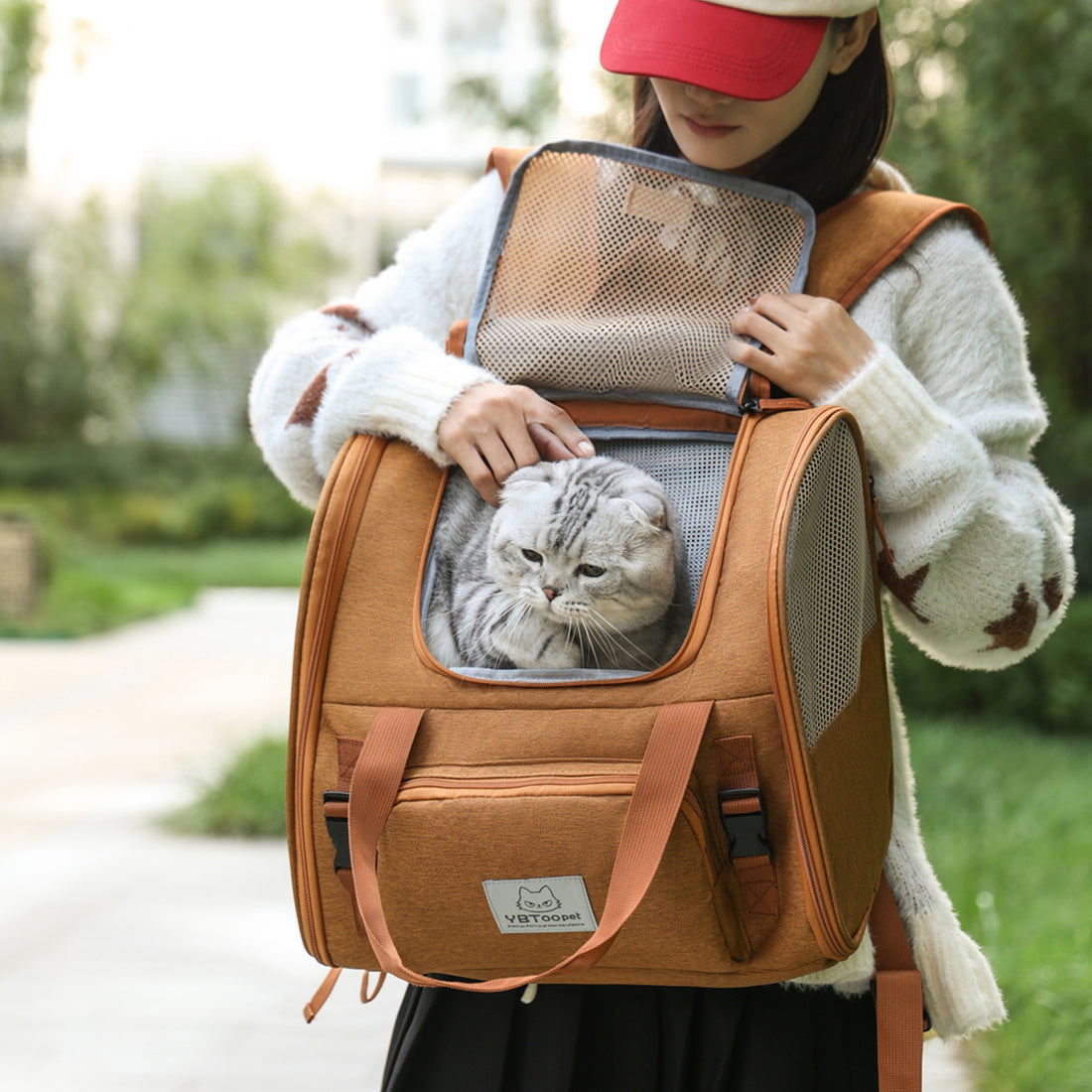 Expandable Breathable Portable Pet Backpack Large Capacity Outdoor Carrier