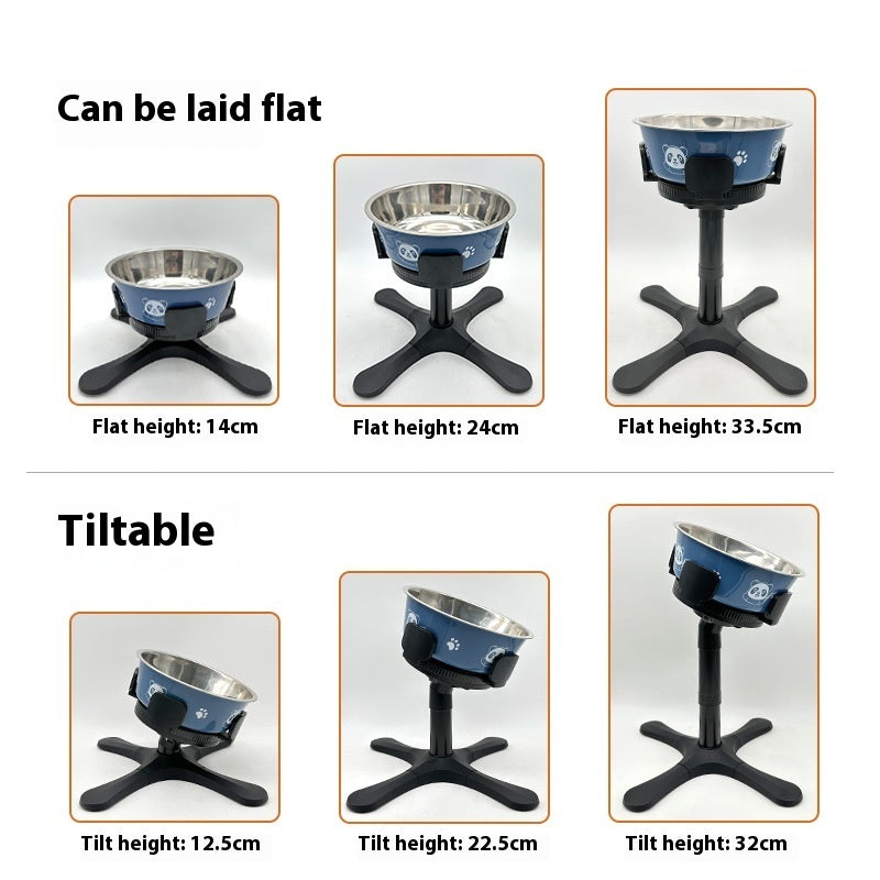 Adjustable Height Anti Tumble Pet Bowl Stand Bracket Feeder