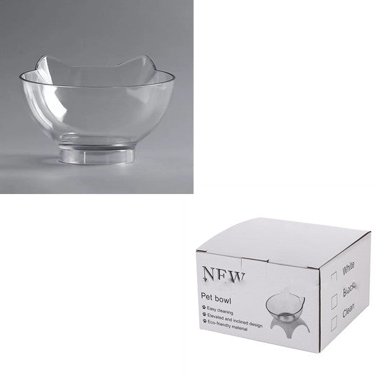 Non Slip Double Pet Bowl Raised Stand Transparent Feeder Ergonomic Design
