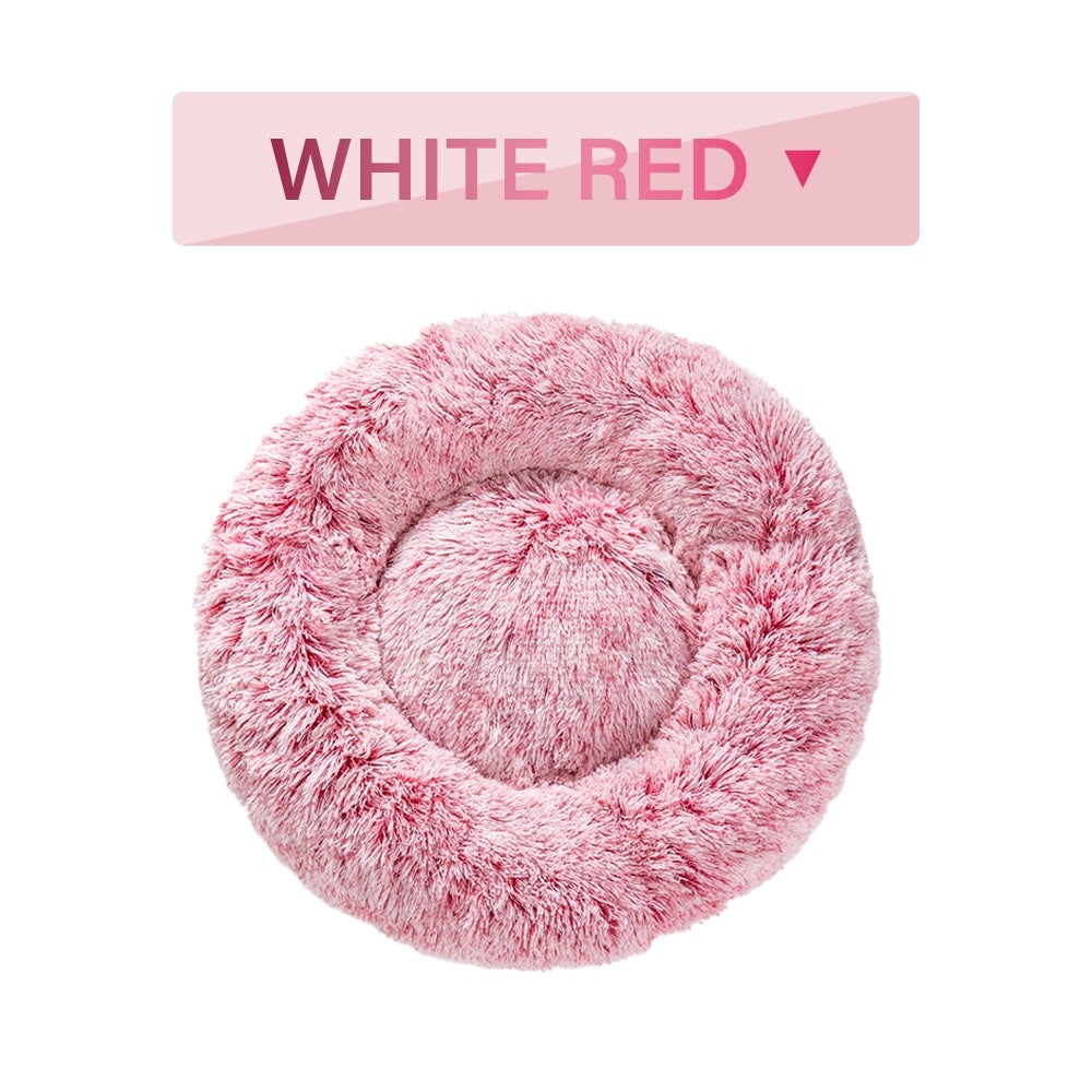 Fluffy Donut Pet Bed Warm Soft Plush Calming Sofa Mat