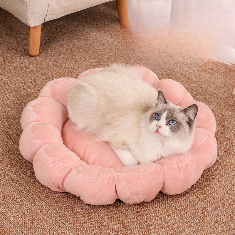 50x50cm Plush Petal Pet Bed Double Sided Soft Cozy Nest