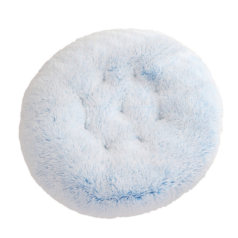 Round Plush Pet Bed Warm Soft Comfortable Sleeping Mat